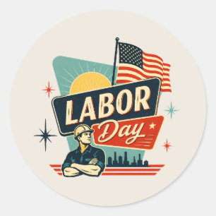 Vintage Labor Day Retro Classic Round Sticker