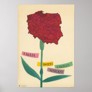 Vintage Labour Day Poland Map Poster