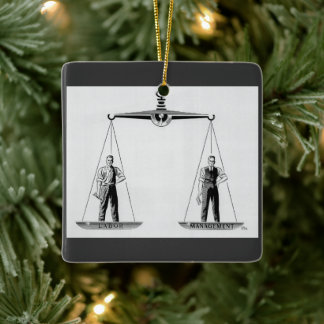 Vintage Labour vs Management, Scales of Justice Ceramic Ornament