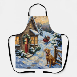 Vintage Labrador Retriever Christmas Cottage Apron