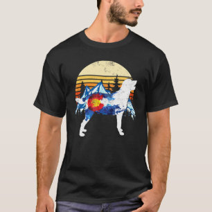 Vintage Labrador Retriever Dog Colorado Flag Sunse T-Shirt