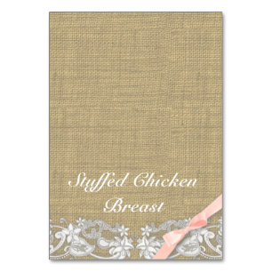 Vintage Lace and Blush Bow Food Tent Table Number