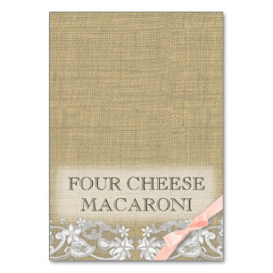 Vintage Lace and Blush Bow Food Tent Table Number