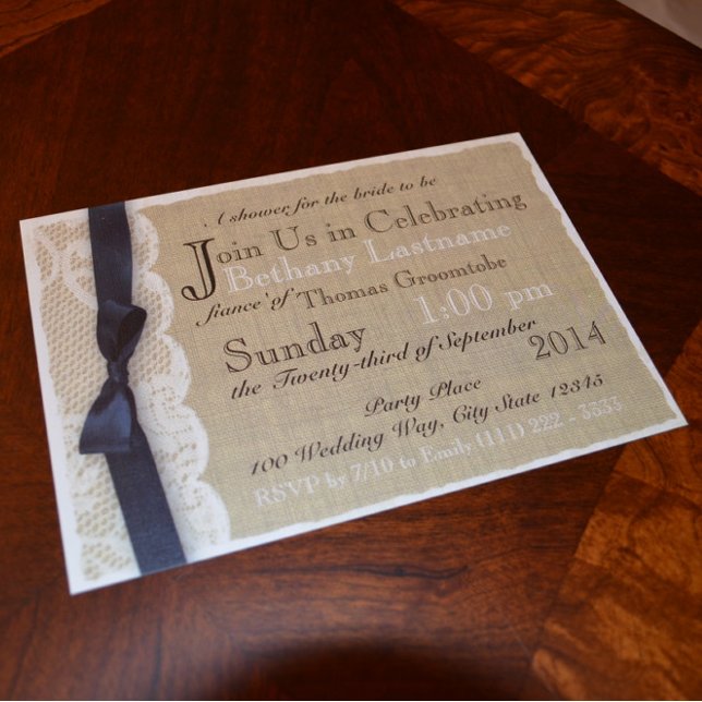 Vintage Lace and Burlap Bridal Shower Invitation (Creator Uploaded)
