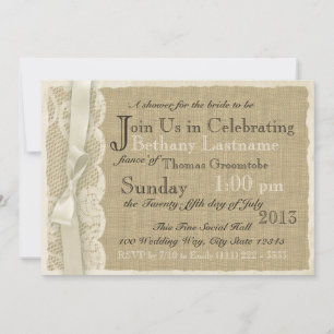 Vintage Lace and Burlap Bridal Shower Invitation