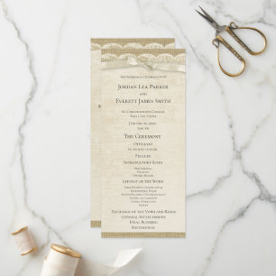 Vintage Lace and Burlap Wedding Program Programme