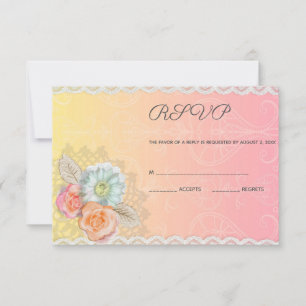 Vintage Lace And Flowers RSVP Card