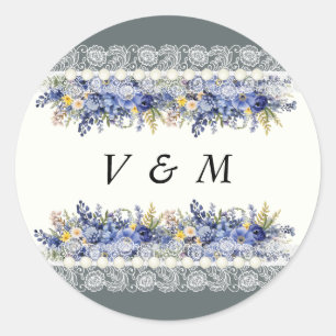 Vintage Lace And Pearls Floral Wedding Sticker