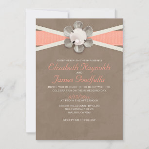 Vintage Lace and Pearls Wedding Invitations
