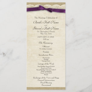 Vintage Lace and Purple Bow Wedding Program Programme