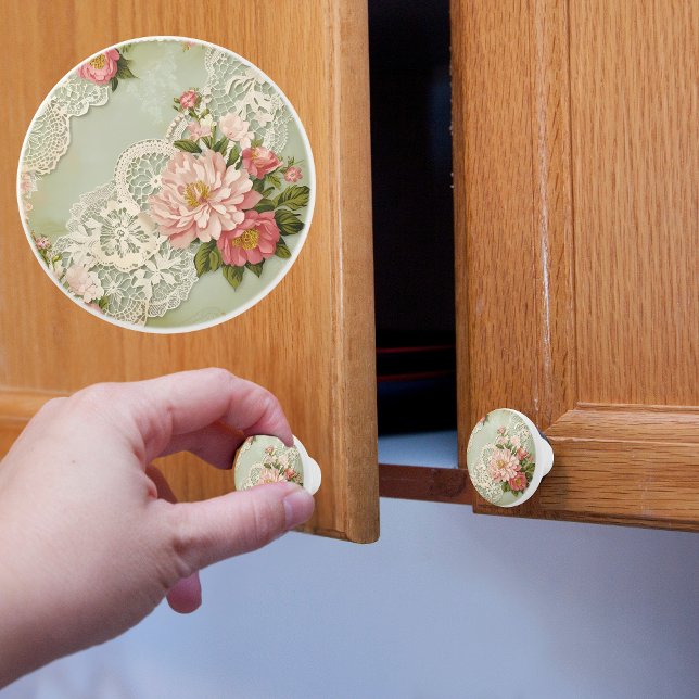 Vintage Lace and Roses                            Ceramic Knob (Creator Uploaded)