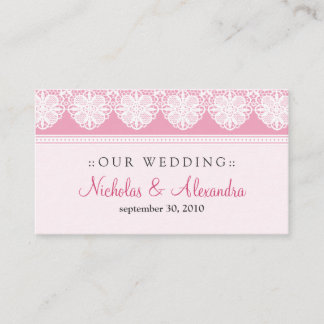 Vintage Lace Baby Pink Wedding Website Card