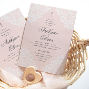 Vintage lace baptism invitation