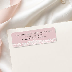 Vintage Lace Blush Pink Wedding Return Address