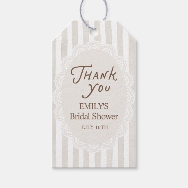 Vintage Lace Bridal Shower  Gift Tags (Front)