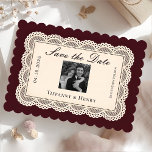 Vintage  Lace Burgundy Save the Date<br><div class="desc">Vintage Lace Burgundy Save the Date</div>