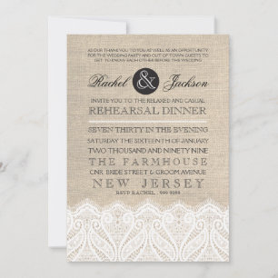 Vintage Lace & Burlap Rehearsal Dinner Invitation