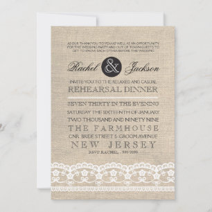 Vintage Lace & Burlap Rehearsal Dinner Invitation