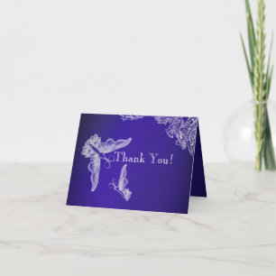 VINTAGE LACE & BUTTERFLIES BLUE OMBRÉ Thank You Card