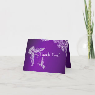 VINTAGE LACE & BUTTERFLIES PURPLE OMBRÉ Thank You Card