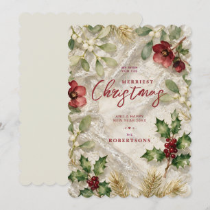 Vintage Lace Christmas Floral Design TMF26 Holiday Card