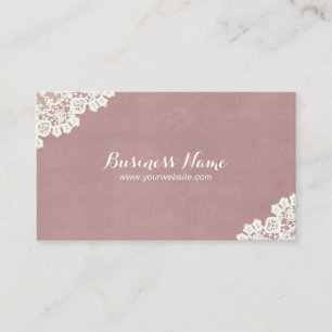 Vintage Lace Corner Elegant Dusty Rose Business Card