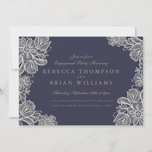 Vintage Lace Engagement Party Invitation (Front)