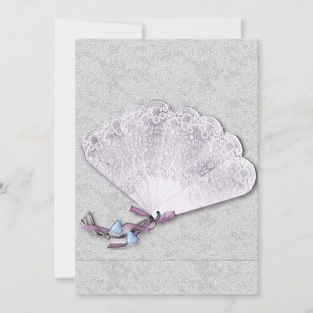 Vintage Lace Fan Wedding Invitation (Front)