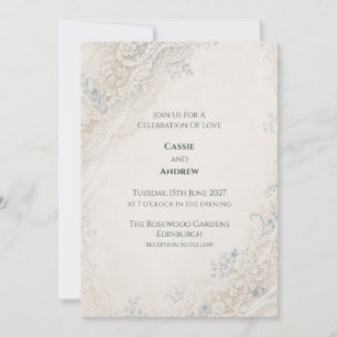 Vintage Lace Floral Wedding Invitation