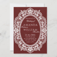 Vintage Lace Frame Burgundy Wedding