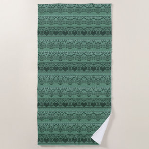 Vintage lace green openwork for decoration beach towel