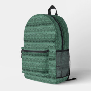 Vintage lace green openwork for decoration printed backpack