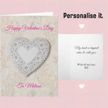 Vintage Lace Heart And Flowers Valentine