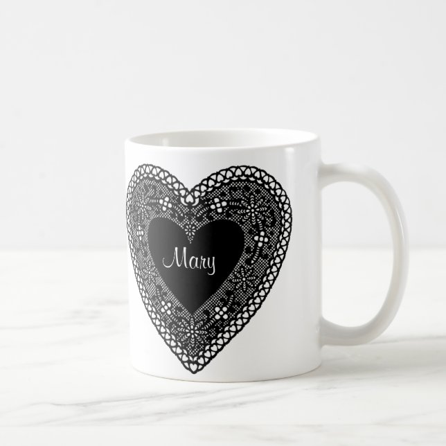 Vintage Lace Heart Coffee Mug (Right)