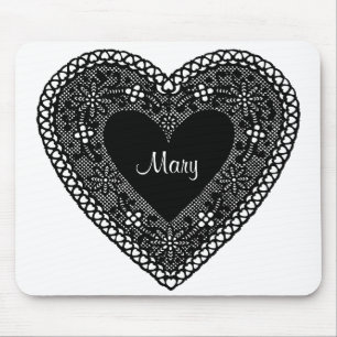 Vintage Lace Heart Mouse Pad