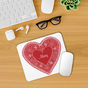 Vintage Lace Heart Mouse Pad