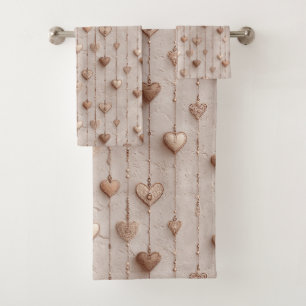 Vintage Lace Heart Strings Bath Towel Set