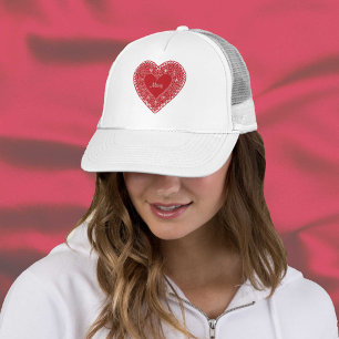 Vintage Lace Heart Trucker Hat