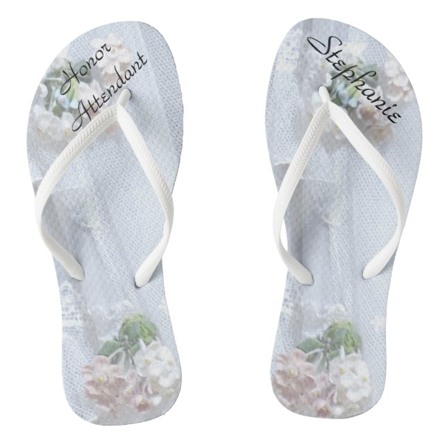 Vintage Lace Honour Attendant Wedding Flip Flops (Footbed)