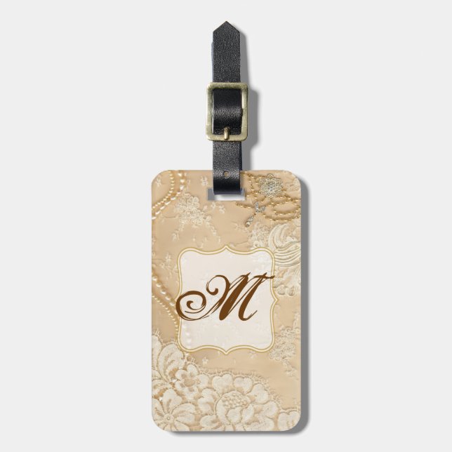 Vintage Lace Jewellery Victorian Luggage Tag (Front Vertical)