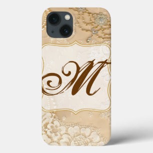 Vintage Lace Jewellery Victorian Monogram IPAD Cas iPhone 13 Case