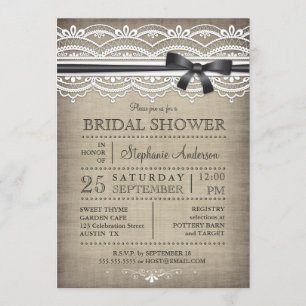 Vintage Lace & Linen Rustic Country Bridal Shower Invitation