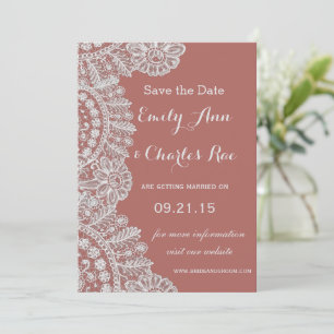 Vintage Lace Marsala or any color Wedding Invitation