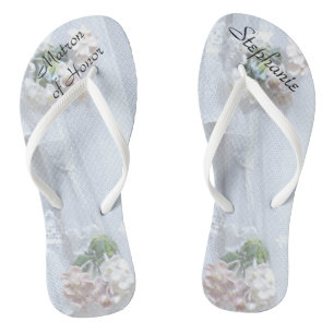 Vintage Lace Matron of Honour Wedding Flip Flops