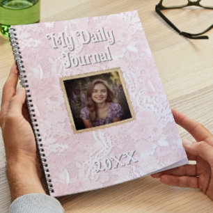 Vintage Lace Mesh Texture Light Pink Photo Frame Notebook
