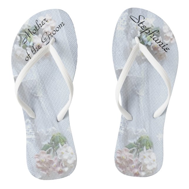 Vintage Lace Mother of Groom Wedding Flip Flops (Footbed)