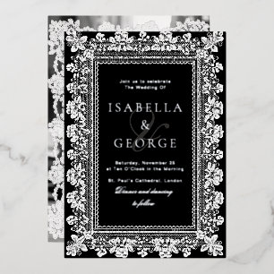 Vintage Lace Old Money Black and White Wedding
