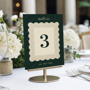 Vintage Lace Old Money Wedding Table Number