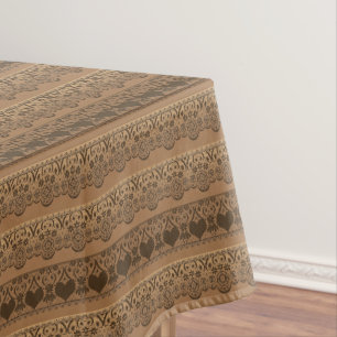 Vintage lace openwork brown beige for decoration tablecloth