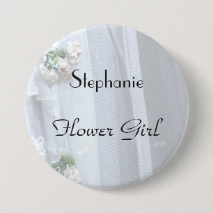 Vintage Lace Personalised Flower Girl Button Pin